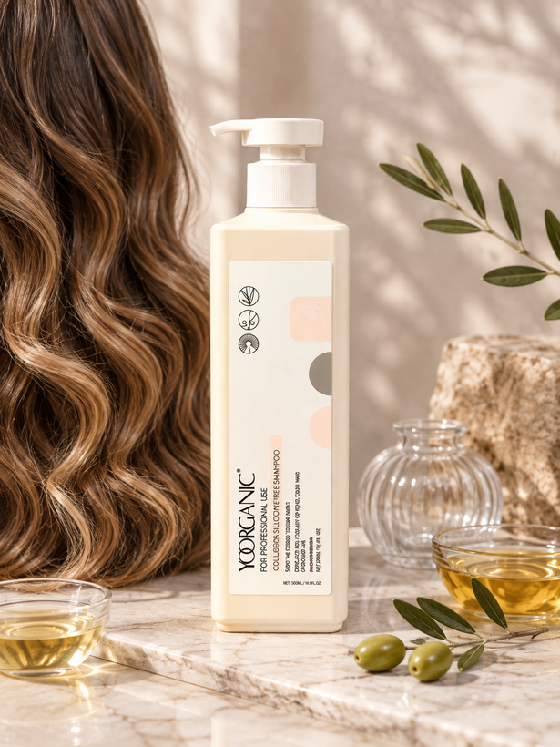شامپو کلاژن یورگانیک YOORGANIC مخصوص موهای چرب، رنگشده و فر حجم 500 میل