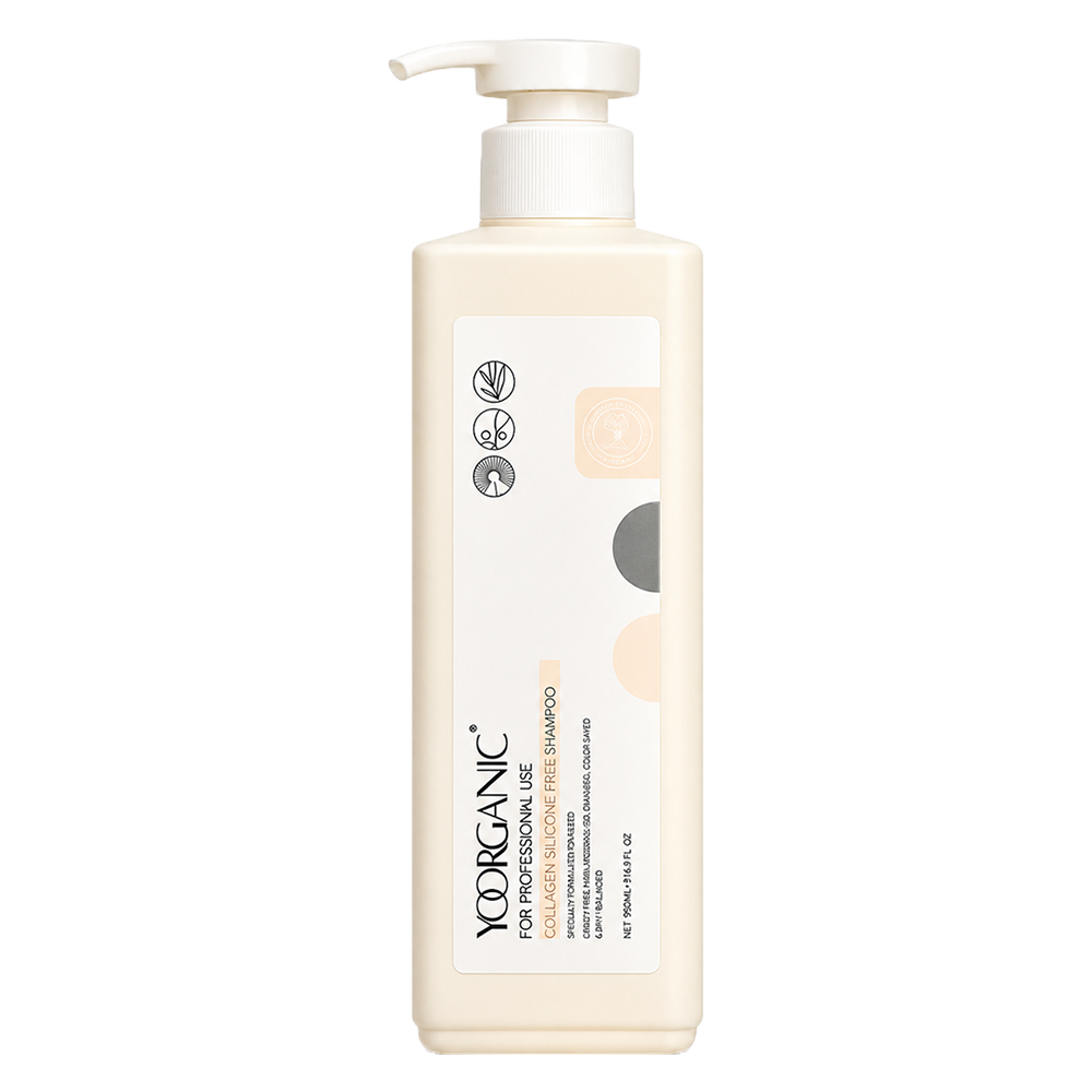 شامپو کلاژن یورگانیک YOORGANIC مخصوص موهای چرب، رنگ‌شده و فر حجم 500 میل