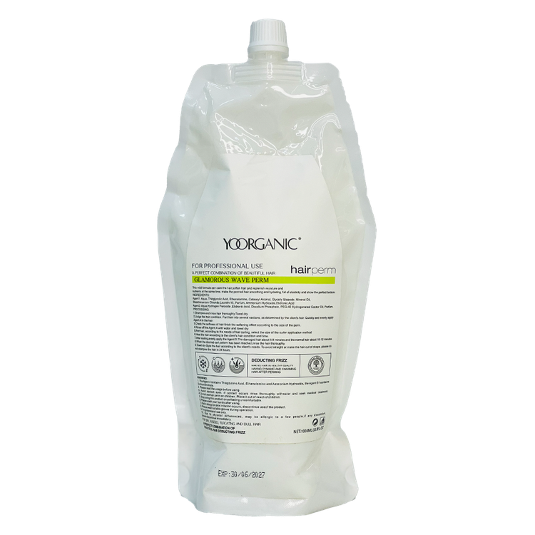 مواد فر دائم مو یورگانیک YOORGANIC مدل Glamorous Wave Perm دو مرحلهای A+B حجم 2×1000 میل