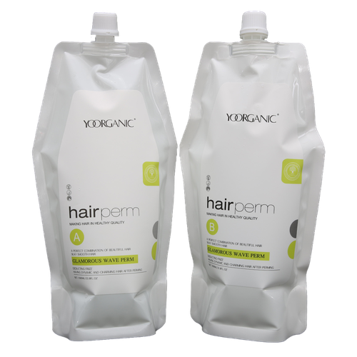 مواد فر دائم مو یورگانیک YOORGANIC مدل Glamorous Wave Perm دو مرحلهای A+B حجم 2×1000 میل